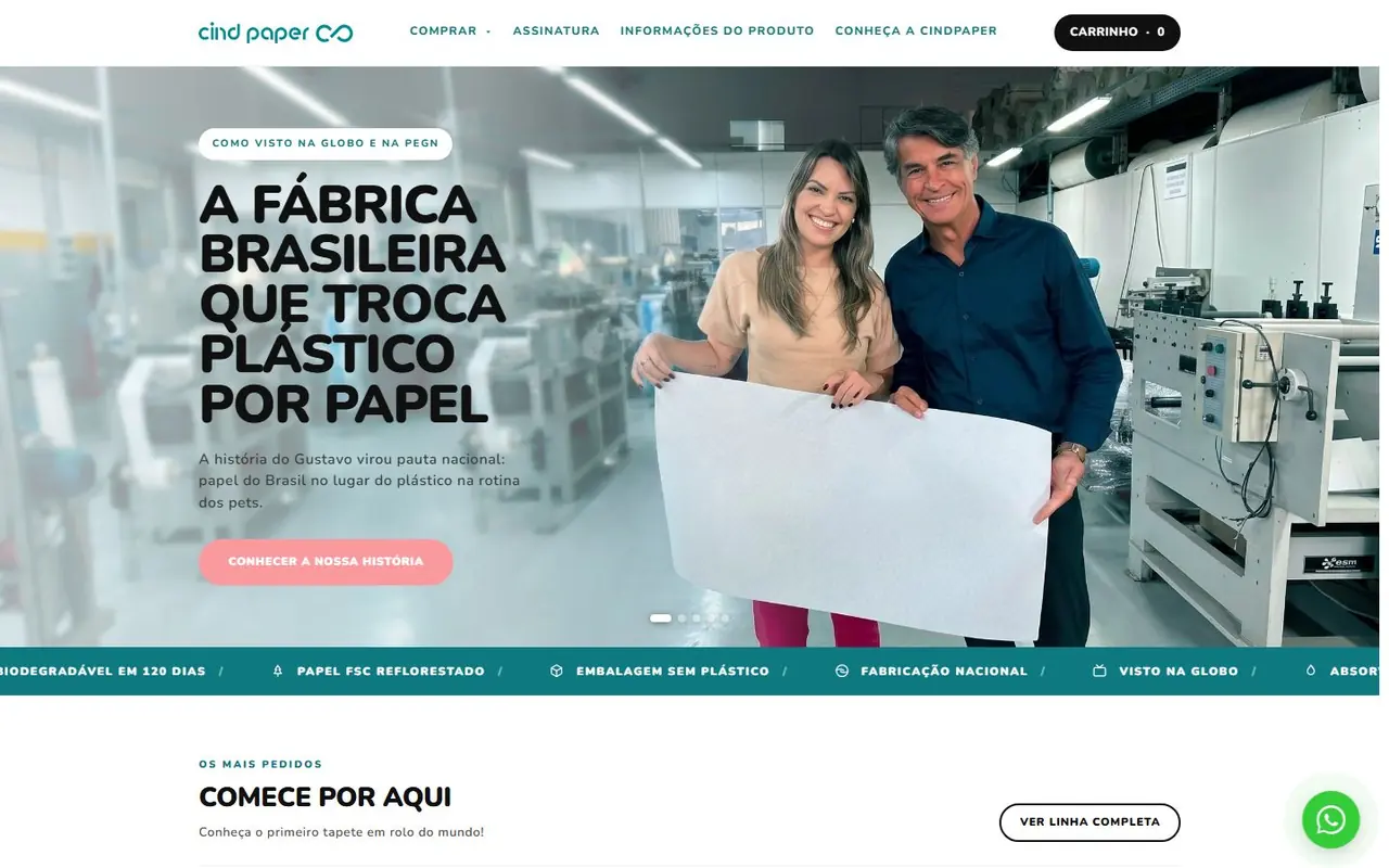 Site da CindPaper no computador